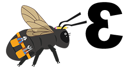 Clip art bee with the number 3 next to it